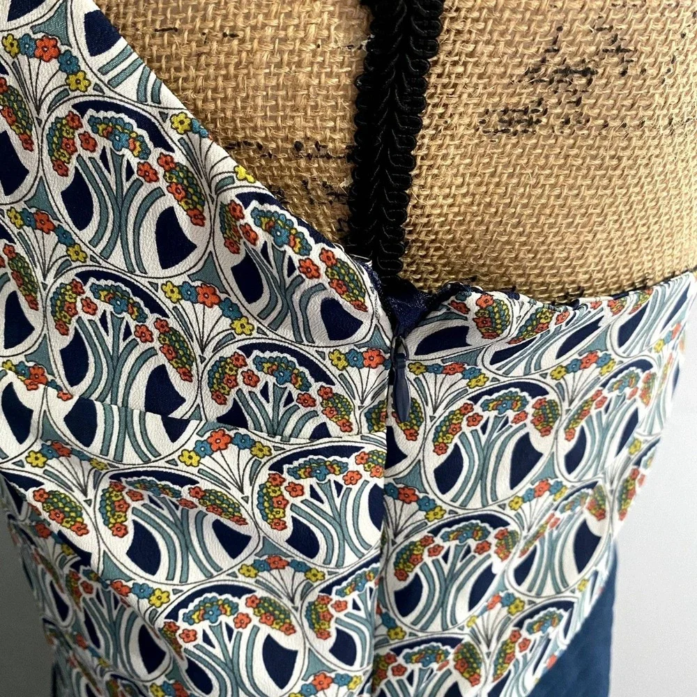 Liberty of London for Target A-Line Sundress Navy‎ Blue Floral Ruffle Size 6
